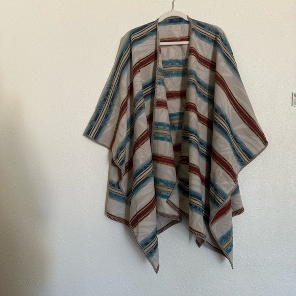 Pendleton Aztec Southwest Wool Cape Poncho Tommy Bahama - Picture 3 of 12